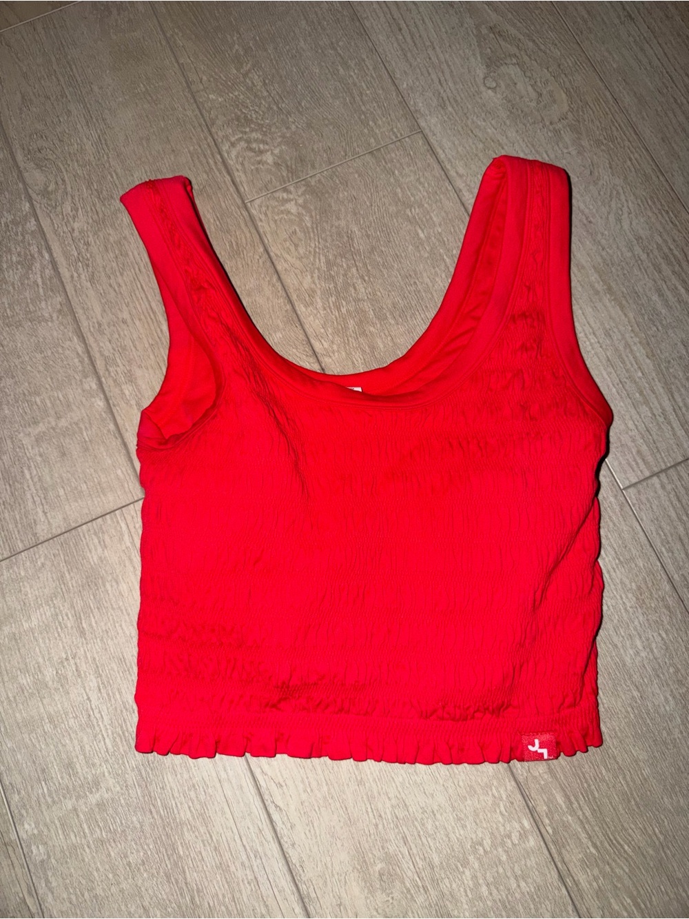 JoyLab Red Ribbed Scoop Crop Tank